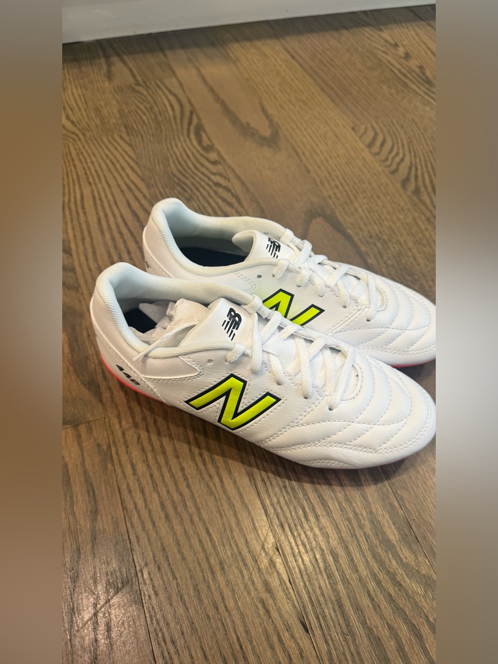 Brand new in the box! New Balance Kids White soccer cleats with